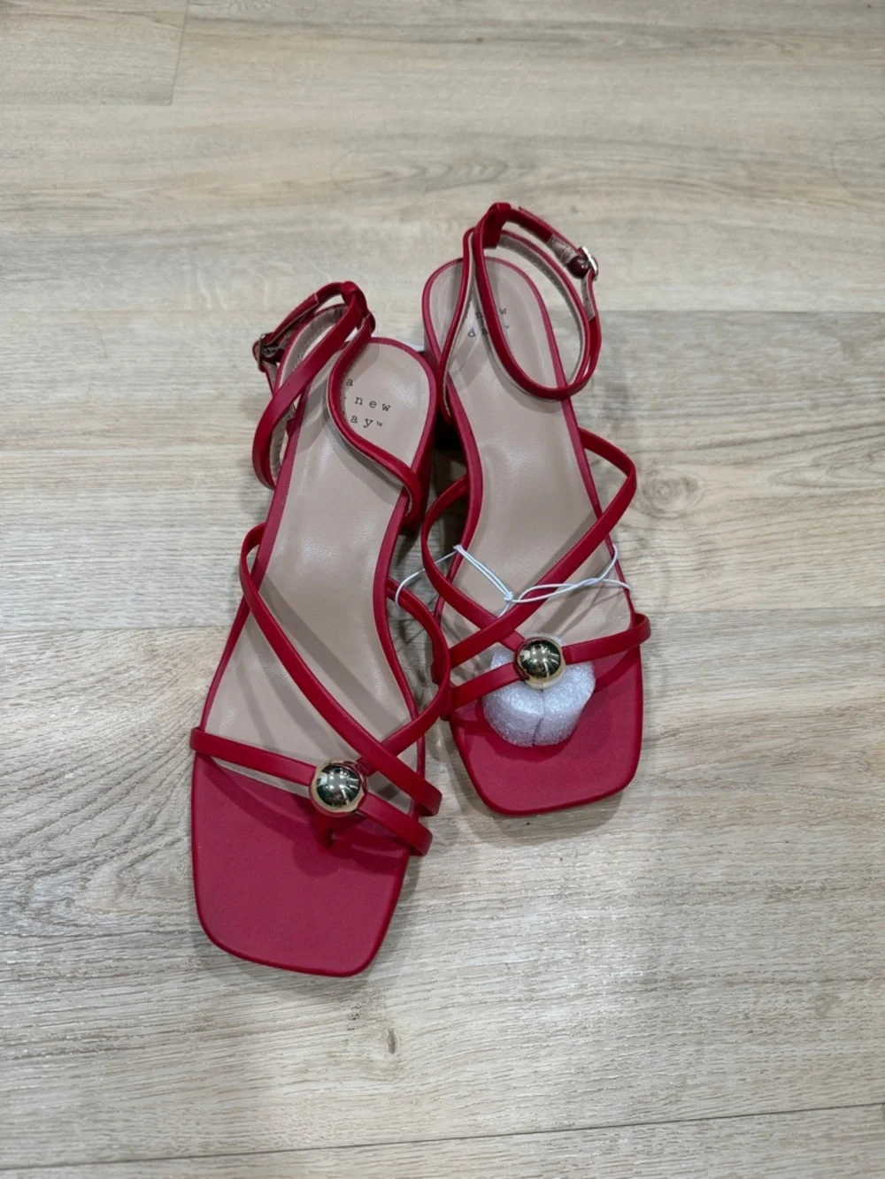a new day Red Phoebe Heels with Gold Accents